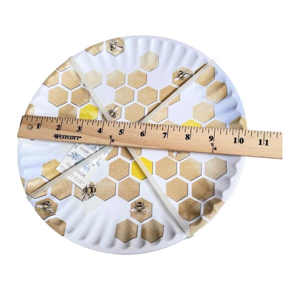 NEW Shabby Chic Set (6) Melamine DINNER PLATE 10.5" Honey Bee Hive Honeycomb NWT - Picture 5 of 6